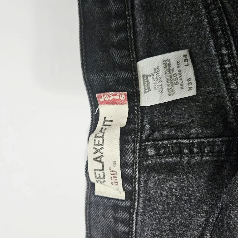 Levis 550 Jeans Men's Size 38x34 Black Denim Relaxed Fit USA Vintage 90s